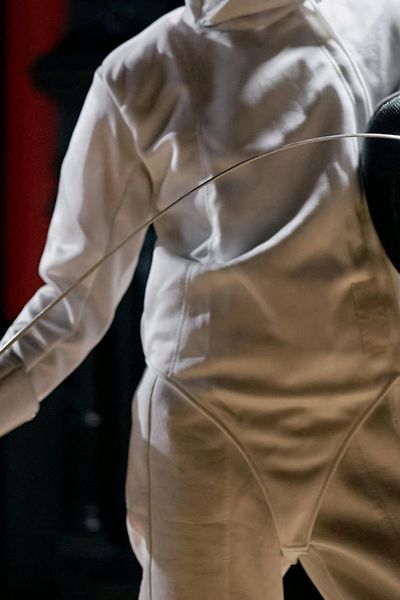 Close up on a detail of a person focusing during exercise.